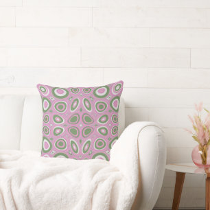 Maz Psychedelic Eggs - Green White Dusty Pink Cushion