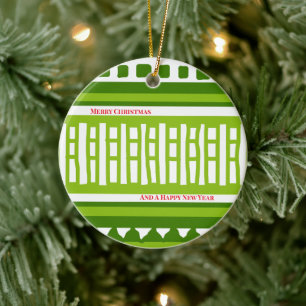 MAZ Striped Ribbed Knitting Pattern 079 Christmas Ceramic Ornament