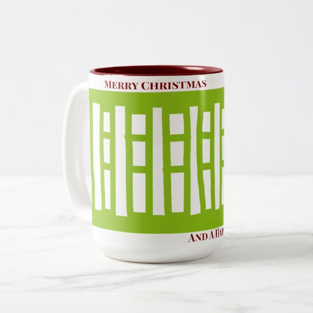 MAZ Striped Ribbed Knitting Pattern 079 Christmas  Two-Tone Coffee Mug (Front Left)