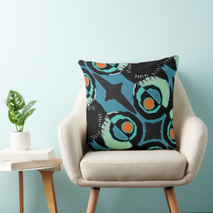 Maz Sunrise Ethnic Circle - Teal Black Orange 2 Cushion