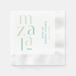 Mazal Tov Congratulations Modern Green Hebrew Napkin