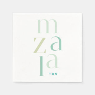 Mazal Tov Green Hebrew Congratulations Napkin