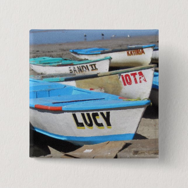 Mazatlan Fishing Boats 15 Cm Square Badge (Front)