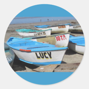 Mazatlan Fishing Boats Classic Round Sticker