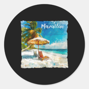 Mazatlan Mexico Beautiful Beaches Palm Trees Souve Classic Round Sticker