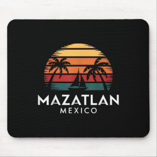 Mazatlan Mexico Retro Sunset Sailboat Vacation Sou Mouse Pad