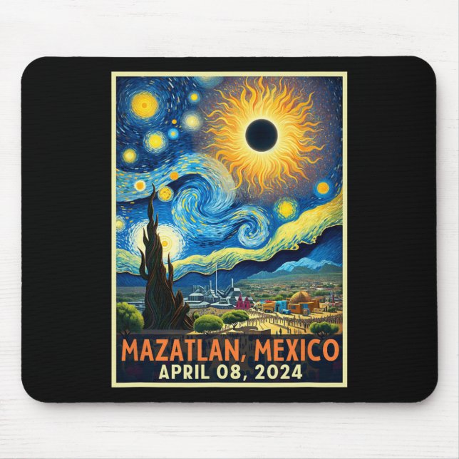 Mazatlan Mexico Total Solar Eclipse 2024 Starry Ni Mouse Pad (Front)