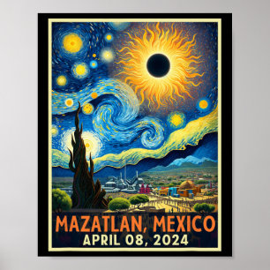 Mazatlan Mexico Total Solar Eclipse 2024 Starry Ni Poster
