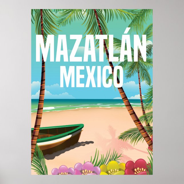 Mazatlán Mexico Vintage beach travel poster (Front)