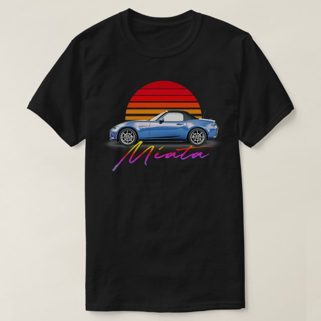 Mazda Miata Blue Retro Style Sunset Design 1 T-Shirt (Design Front)
