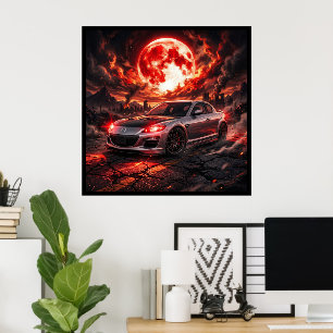 Mazda RX8 Under a Crimson Moon Poster