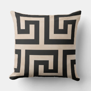 Maze Black and Brown Throw Pillow