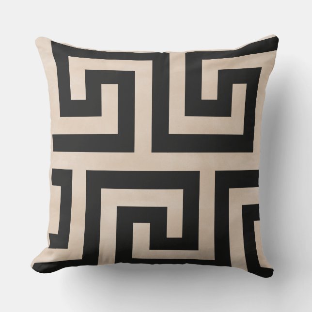 Maze Black and Brown Throw Pillow (Front)