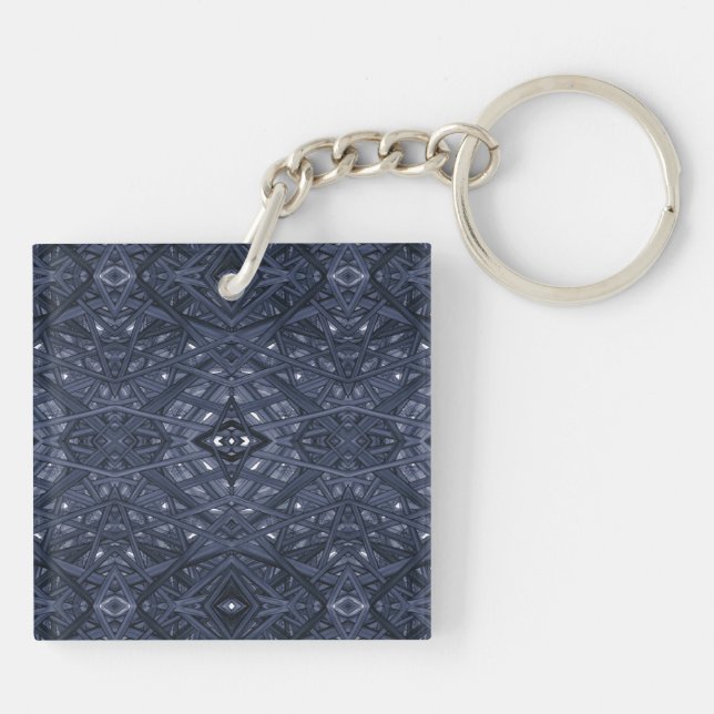 Maze Blue Abstract Alcohol Ink Art Key Ring (Back)