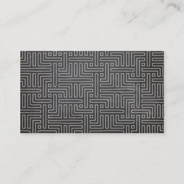 MAZE DRAWING in WHITE on BLACK CHALKBOARD Business Card (Front)