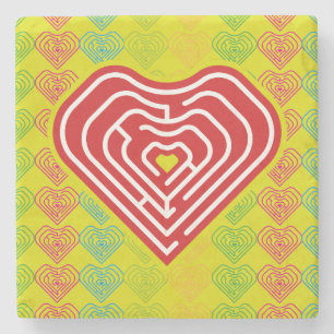 MAZE LOVE HEART BY MASANSER PIXELAT STONE COASTER
