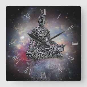 Maze man in lotus pose square wall clock
