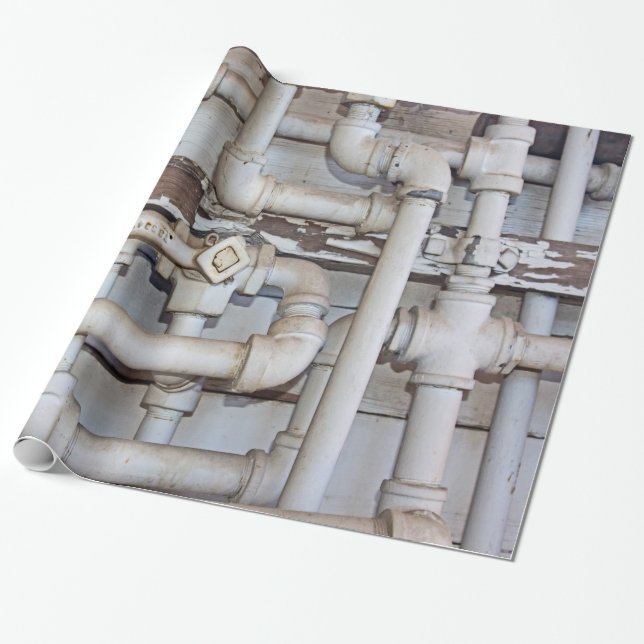 Maze of Metal Plumbing Pipes Wrapping Paper (Unrolled)