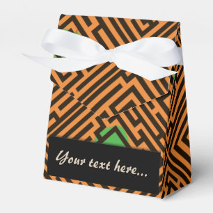 Maze Pattern with Green Dots Custom Text Favour Box