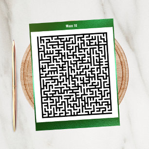 Maze Puzzle Ten Green Activity Cards