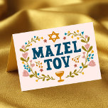 MAZEL TOV BAR BAT MITZVAH Jewish Customisable  Card<br><div class="desc">Hand drawn text by me for you. Great for a bar or bat mitzvah or jewish wedding or other event. Add your own text to the inside of the card or change the background colours. For more designs and colours check my shop! Or let me know if you'd like something...</div>