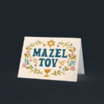 MAZEL TOV BAR BAT MITZVAH Jewish Customisable  Card<br><div class="desc">Hand drawn text by me for you. Great for a bar or bat mitzvah or jewish wedding or other event. Add your own text to the inside of the card or change the background colours. For more designs and colours check my shop! Or let me know if you'd like something...</div>