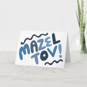 MAZEL TOV BAR MITZVAH Customisable Modern Blues Card