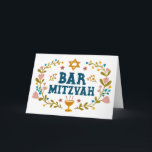 MAZEL TOV BAr MITZVAH Jewish Hand-drawn Custom  Card<br><div class="desc">Hand drawn text by me for you. Great for a bar mitzvah. Add your own text to the inside of the card or change the background colours. Check my shop for BAT MITZVAH versions and other text too. For more designs and colours check my shop! Or let me know if...</div>