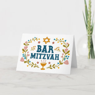 MAZEL TOV BAr MITZVAH Jewish Hand-drawn Custom  Card