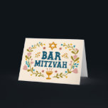 MAZEL TOV BAr MITZVAH Jewish Hand-drawn Custom  Card<br><div class="desc">Hand drawn text by me for you. Great for a bar mitzvah. Add your own text to the inside of the card or change the background colours. Check my shop for BAT MITZVAH versions and other text too. For more designs and colours check my shop! Or let me know if...</div>