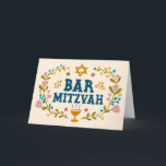 MAZEL TOV BAr MITZVAH Jewish Hand-drawn Custom  Card<br><div class="desc">Hand drawn text by me for you. Great for a bar mitzvah. Add your own text to the inside of the card or change the background colours. Check my shop for BAT MITZVAH versions and other text too. For more designs and colours check my shop! Or let me know if...</div>