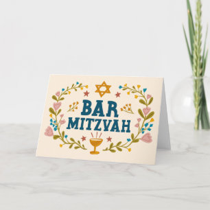 MAZEL TOV BAr MITZVAH Jewish Hand-drawn Custom  Card