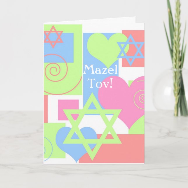 Mazel Tov!-Bat Mitzvah Colourful Fun Card (Front)