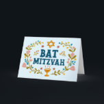 MAZEL TOV BAT MITZVAH Jewish Floral Customisable  Card<br><div class="desc">Hand drawn text by me for you. Great for a bat mitzvah. Add your own text to the inside of the card or change the background colours. For more designs and colours check my shop! Or let me know if you'd like something custom. Ask if you don't find what you...</div>