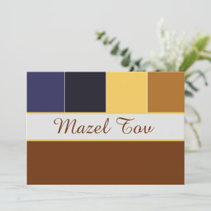 Mazel Tov Card Congratulations Card, Brown Blue
