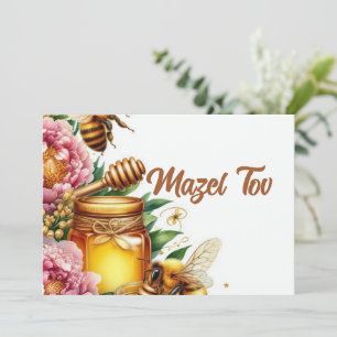 Mazel Tov Card Congratulations Card, Honey Bees