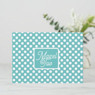 Mazel Tov Card Congratulations Card, White Blue