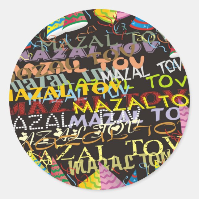 Mazel Tov Classic Round Sticker (Front)