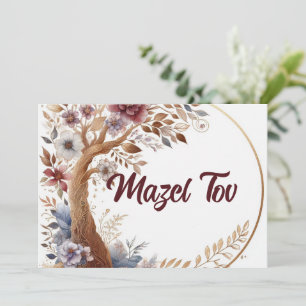 Mazel Tov Congratulations Card, Watercolor  Invitation
