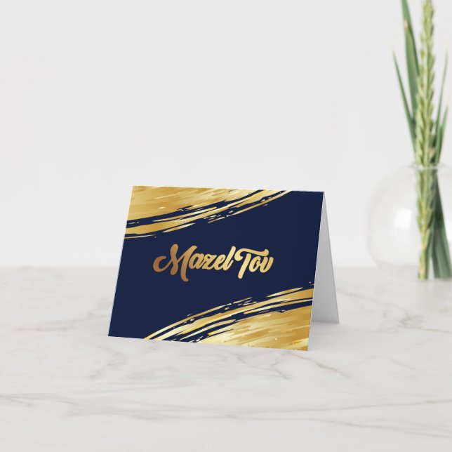 Mazel Tov Gold Congratulations Wishes Note Card (Front)