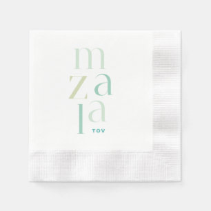 Mazel Tov Green Hebrew Congratulations Napkin