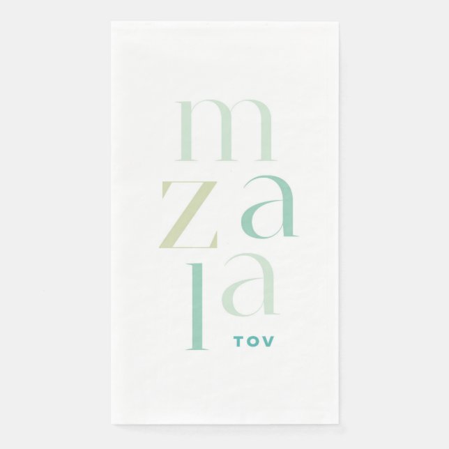 Mazel Tov Green Hebrew Congratulations Napkin (Front)