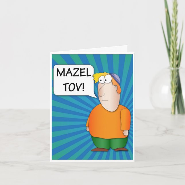 Mazel Tov Greeting Card - Jewish Boy cartoon (Front)