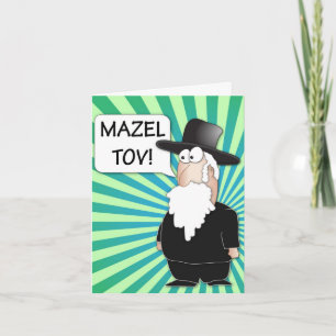 Mazel Tov Greeting Card - Jewish Rabbi cartoon