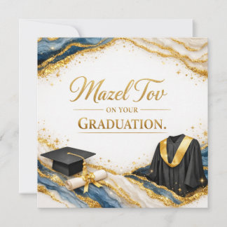Mazel Tov on Your Graduation Card | Blue Gold