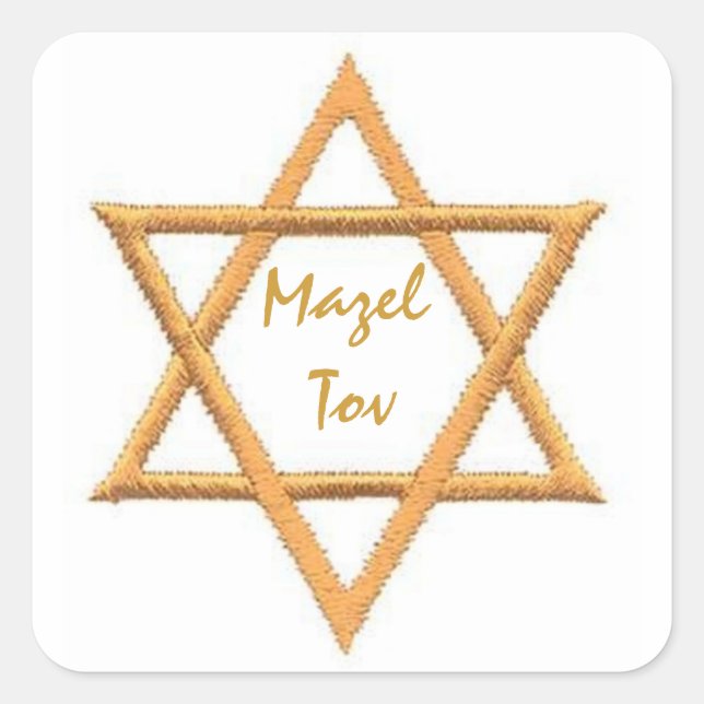 Mazel Tov/Star of David Square Sticker (Front)