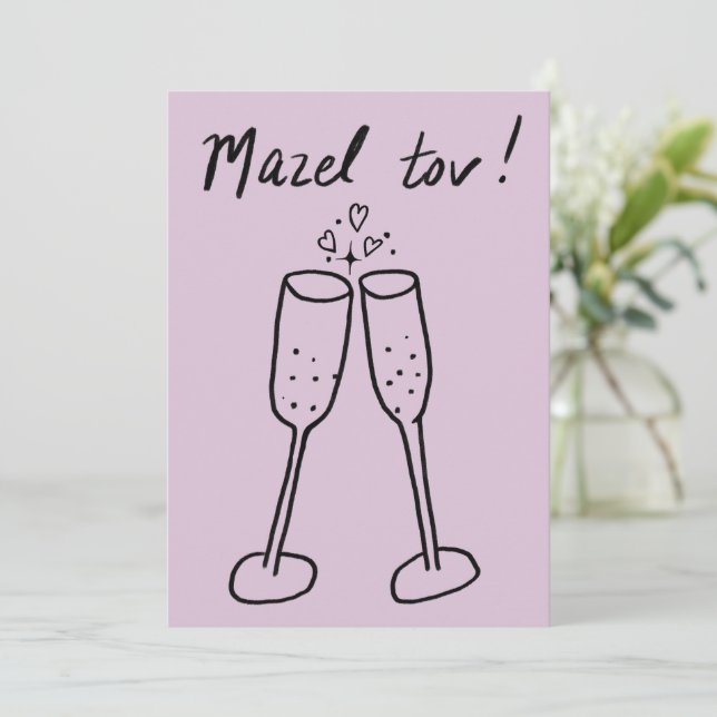 Mazel Tov Wedding Champagne Cheers Sketch Doodle (Standing Front)