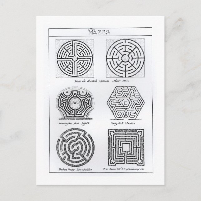 Mazes, c.1900 (engraving) (b/w photo) postcard (Front)
