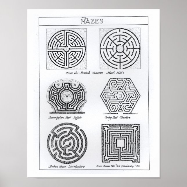 Mazes, c.1900 (engraving) (b/w photo) poster (Front)