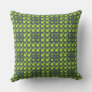 Mazipoodles 3D Square Grid Dark Green Lime Cushion